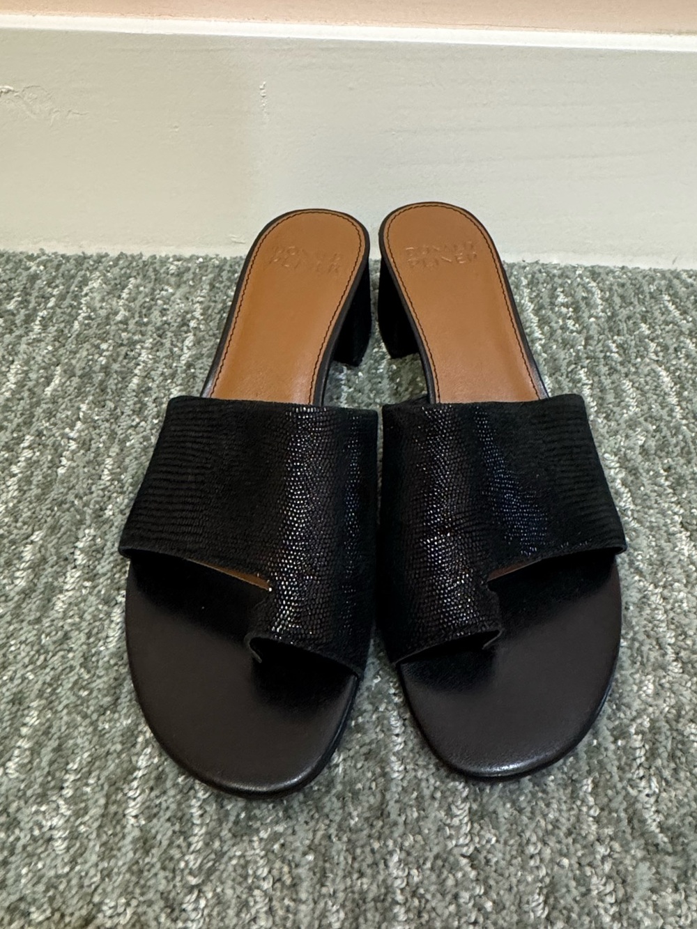 Donald J. Pliner Black Textured Slide Sandals